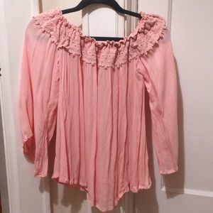 Pink off shoulder top